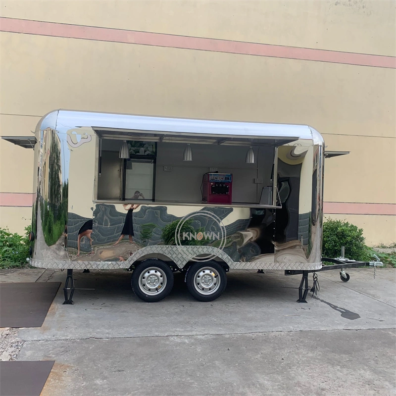 4m Galvanized Food Coffee Vending Truck Mobile Street Vintage Food Trailer for Sale Fryer Chicken Griddle Snack Hotdog Ice Cream Cart