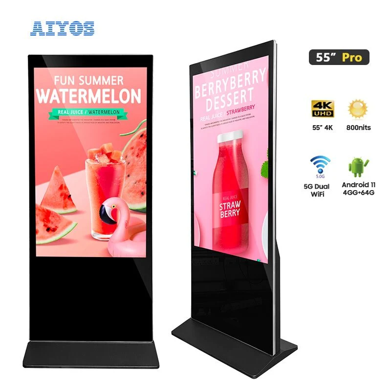 800nits Floor Standing Aiyos/OEM/ODM Photo Booth Advertising Screen Display Player