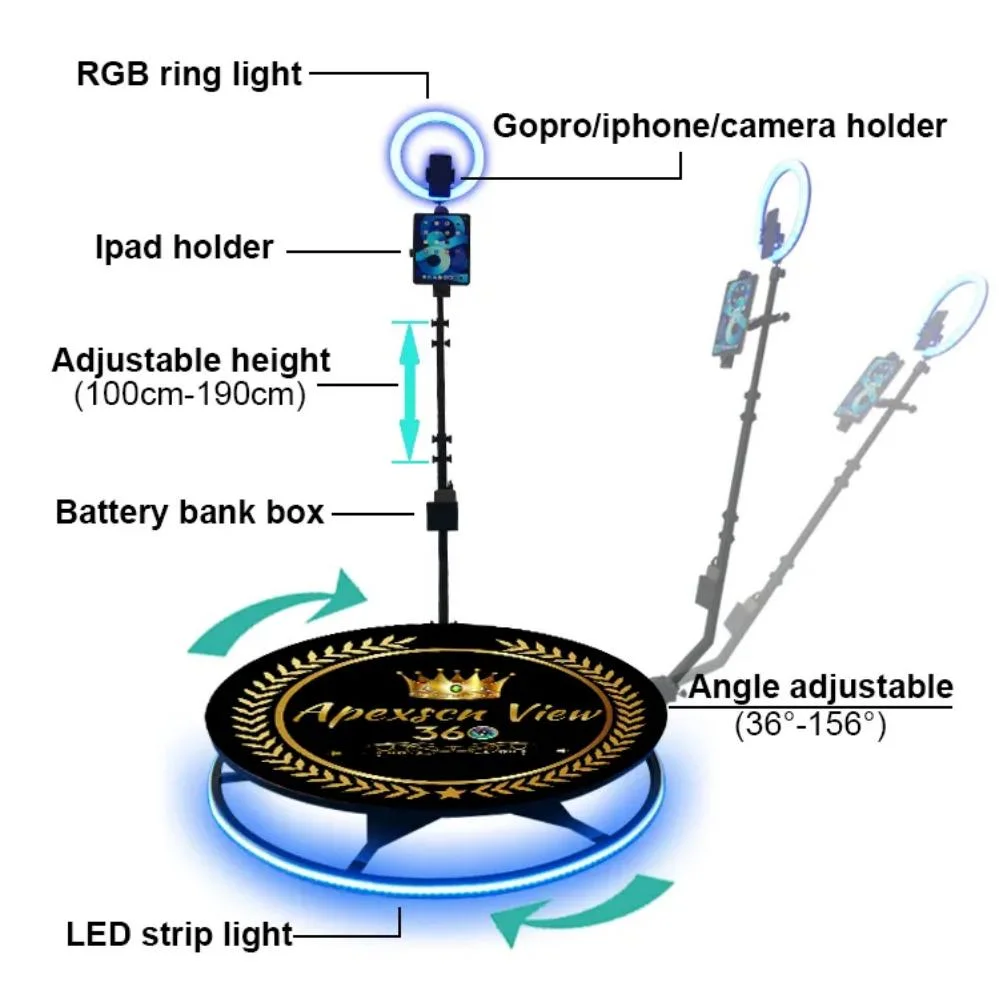Rotating 100cm Metal Platform Us Warehouse 360 Photobooth Automatic
