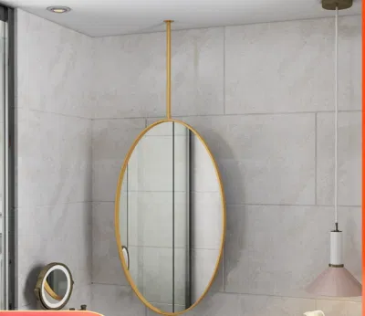 Ovale forma uovo Golden Black metallo ferro cornice decorativo Smart Specchio da bagno
