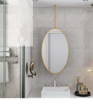 Ovale forma uovo Golden Black metallo ferro cornice decorativo Smart Specchio da bagno