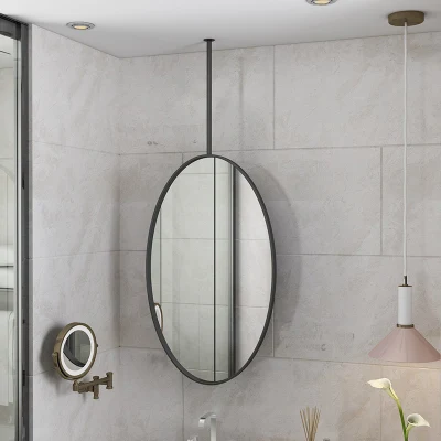Ovale forma uovo Golden Black metallo ferro cornice decorativo Smart Specchio da bagno