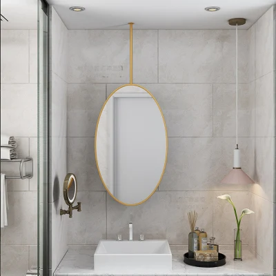 Ovale forma uovo Golden Black metallo ferro cornice decorativo Smart Specchio da bagno