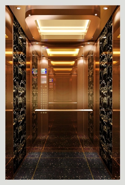 Luxury Style Passenger Lift Cabin with Mirror Etched, for High-End Project