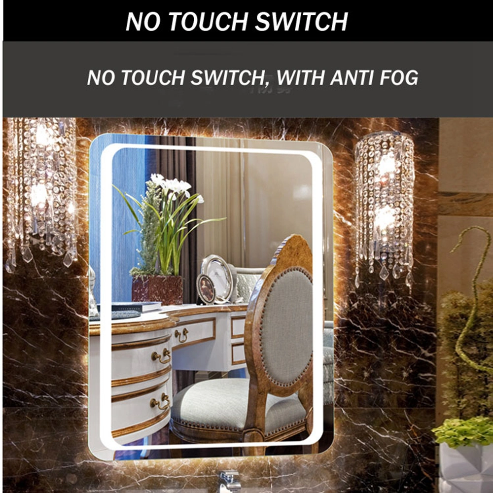 Square Bluetooth Defogger LED Wall Bathroom Smart Float Decorative Vanity Mirror