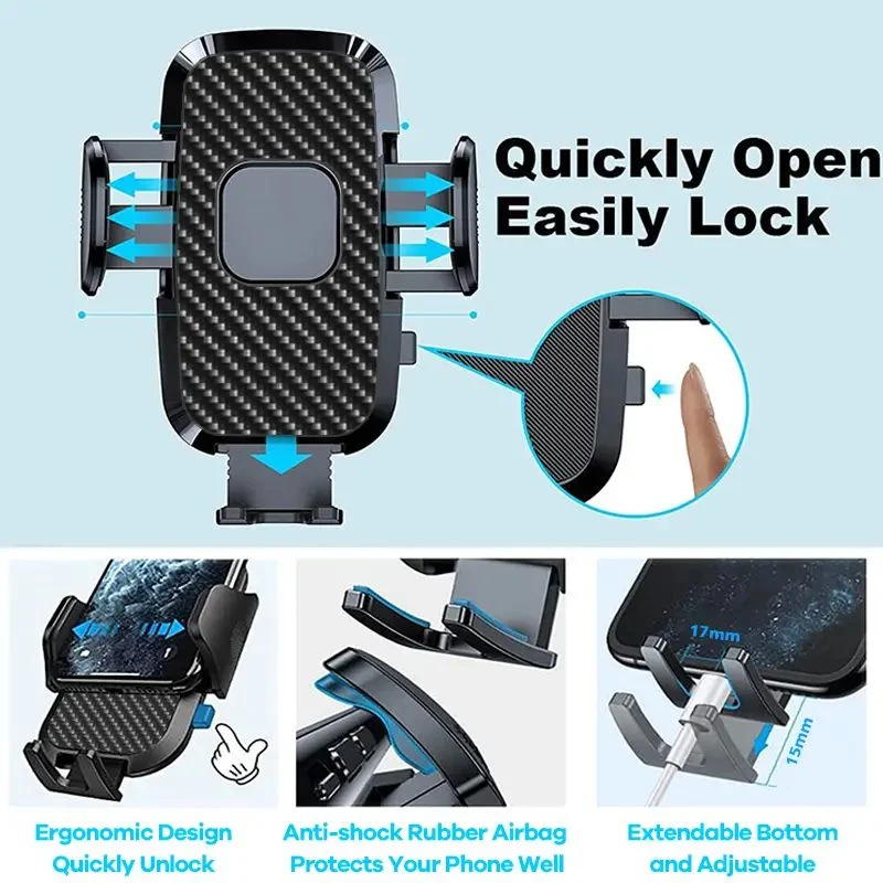 360 Degree Rotation Adjustment Flexible Air Vent Windshield Dashboard Suction Car Mount Mobile Cell Phone Holder Stand for Car