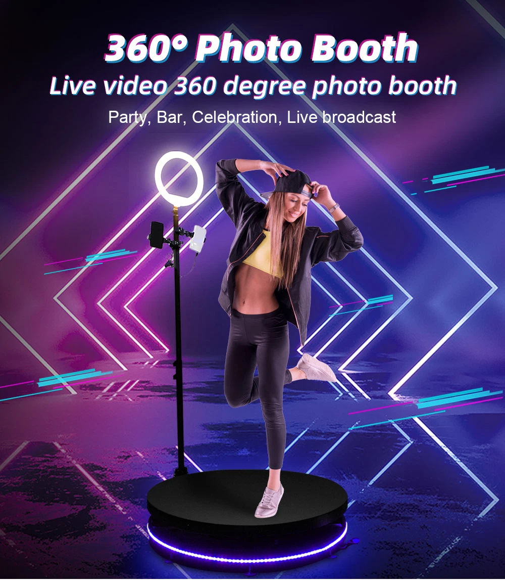 Portable Selfie 360 Spinner Degree Platform Business Photobooth Camera Vending Machine Video Booth 100cm 360 Photo Booth Machine for Wedding/Party