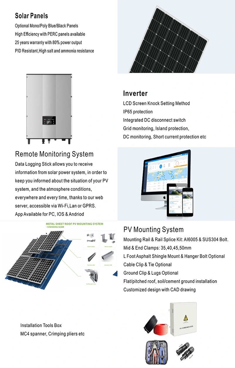 Free Shipping Jingsun High Efficiencey 5kw 6kw 7kw 8kw on Grid Solar Energy Power Supply Home System