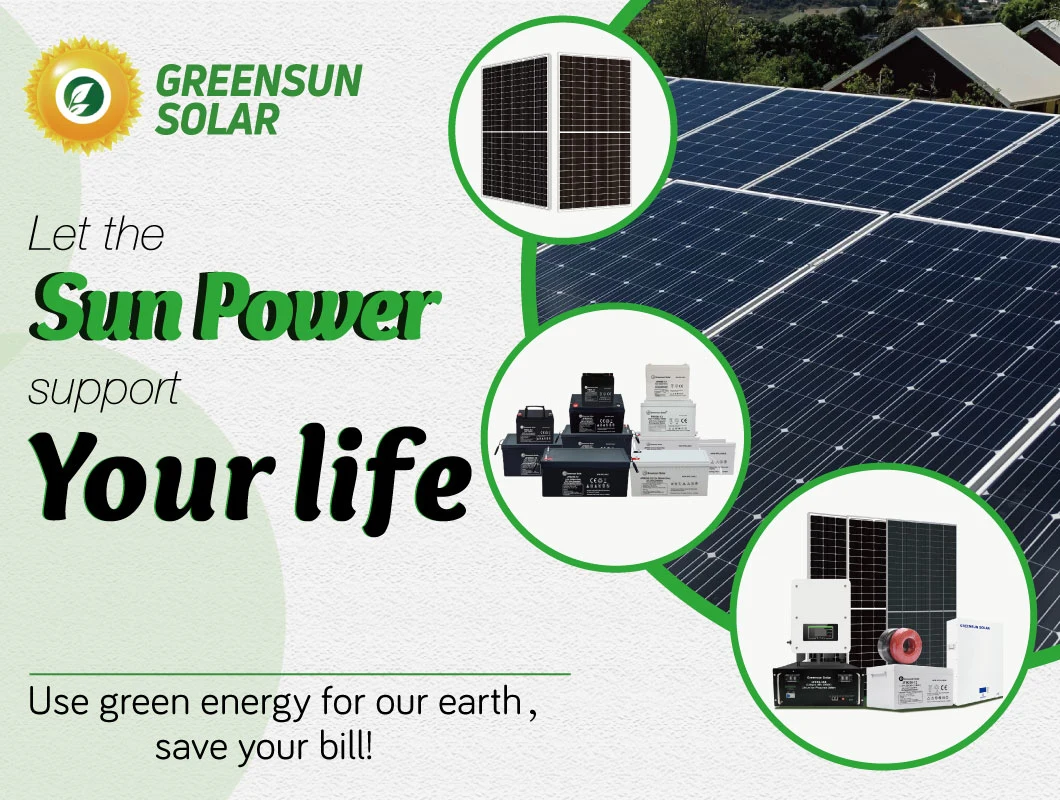 Greensun High Quality 3kw 5kw 8kw 10kw 20kw 30kw on Grid Home Solar Energy Systems