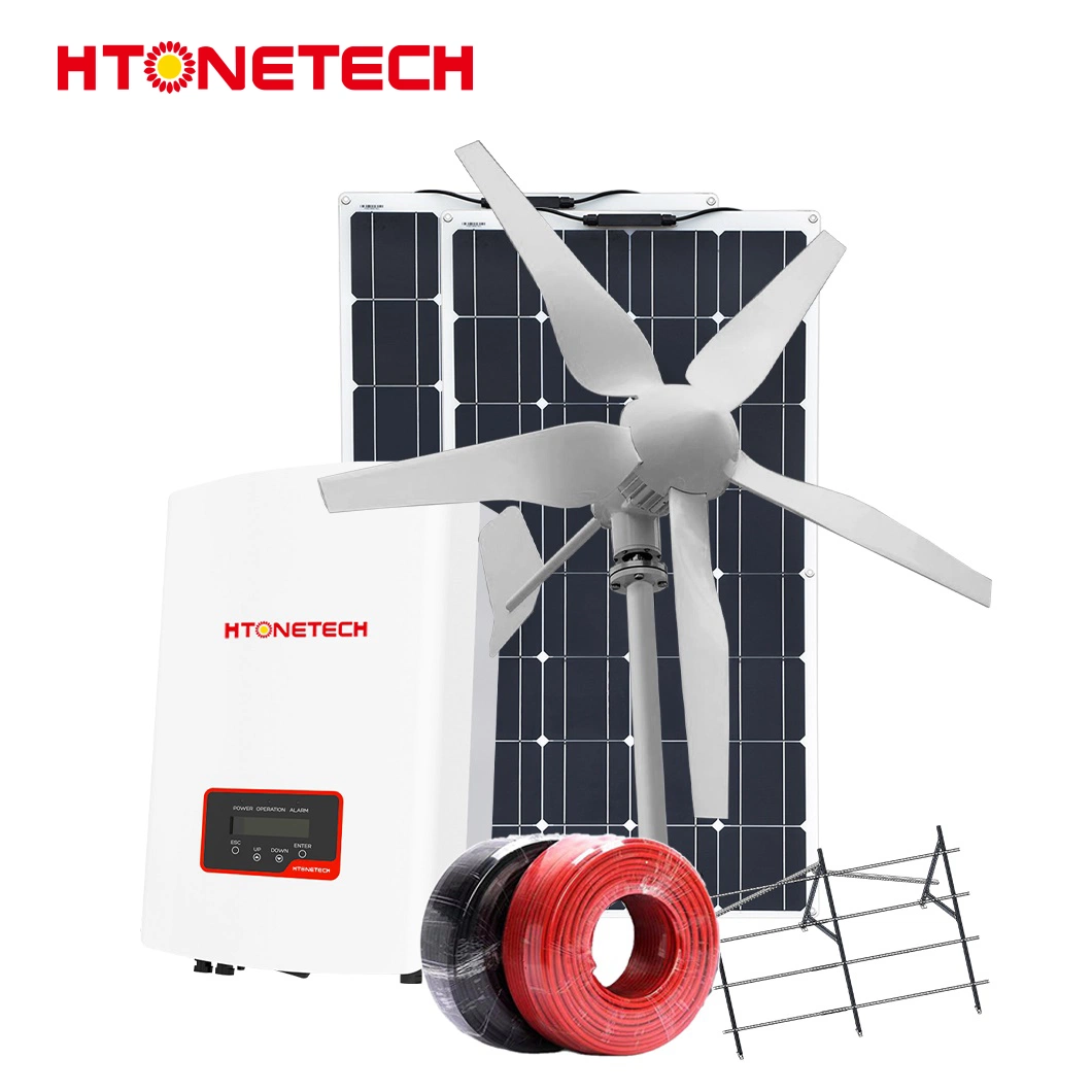 Htonetech China 300W 36V Solar Panel Factory 10000W Complete Simple Solar Power System with 1.5 Kw Wind Turbine