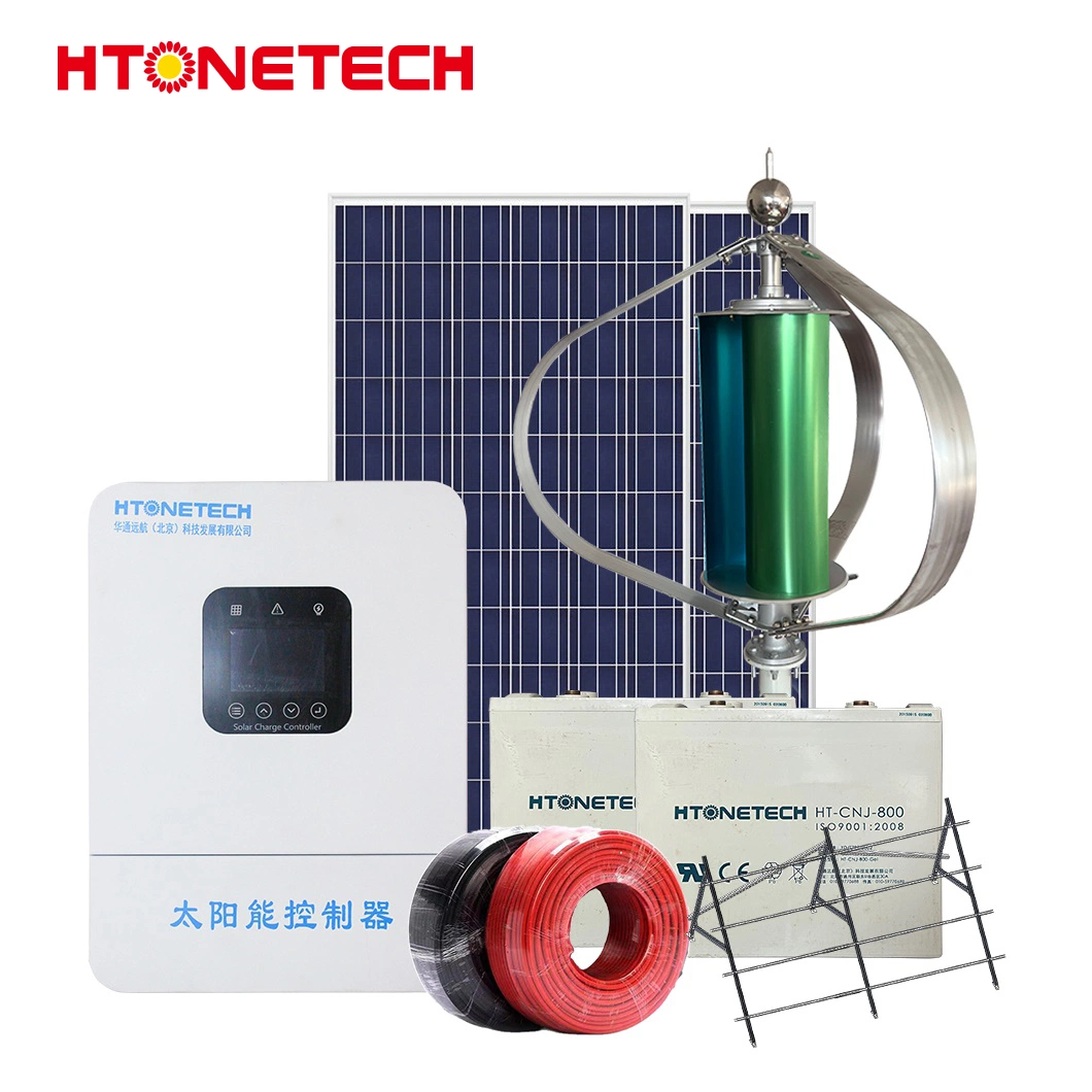 Htonetech 400W Monocrystalline Solar Panels Industrial Full Set 300 Kw Solar Power Systems Battery Storag Solar Und Wind Energy System with 1.5 MW Wind Turbine