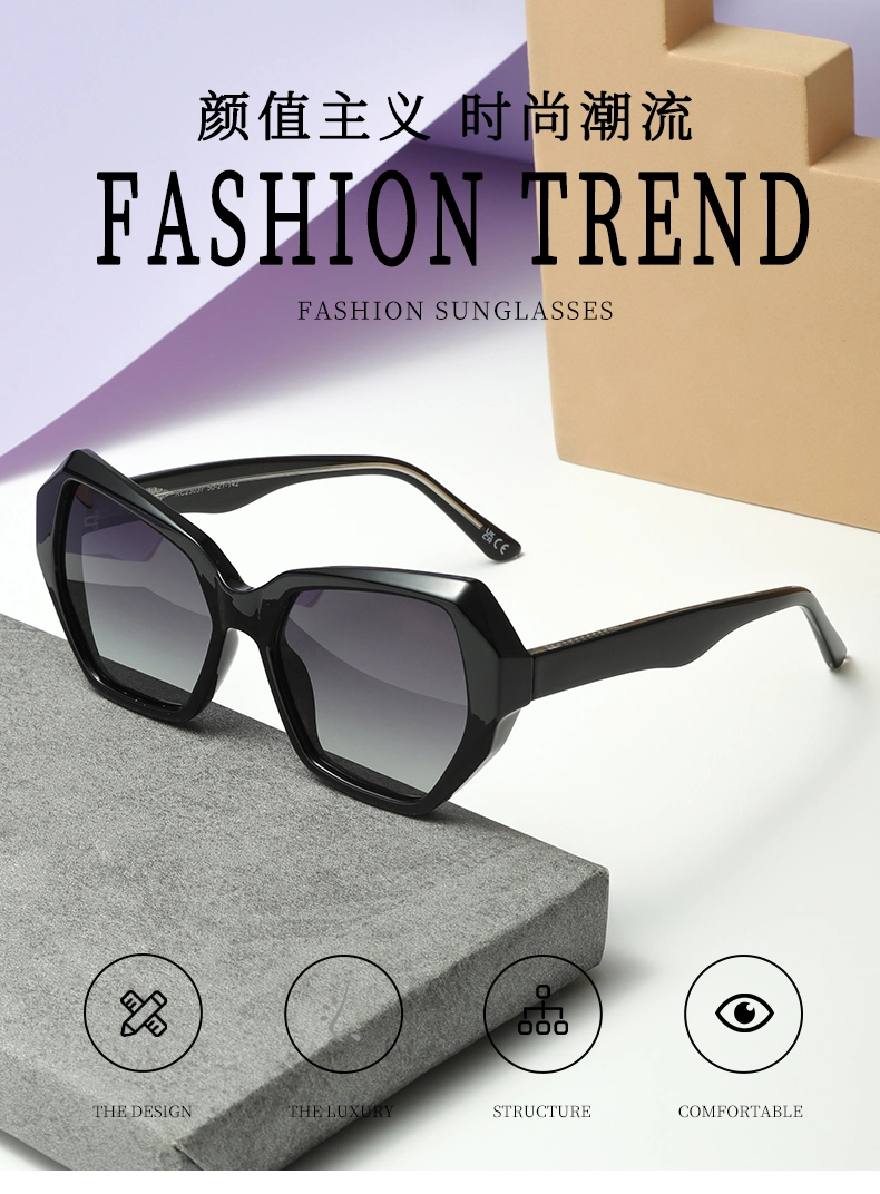 New Fashionable Rectangular Large Frame Men Personalized Factory Customized Women Leisure Retro Sunglasses