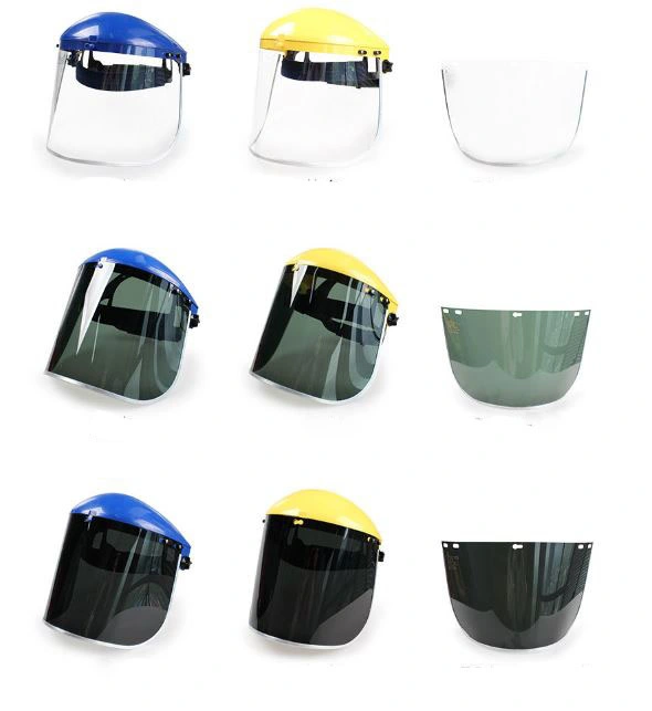 Reusable Blue Safety Helmet Adjustable with PC Visor Eyeglasses