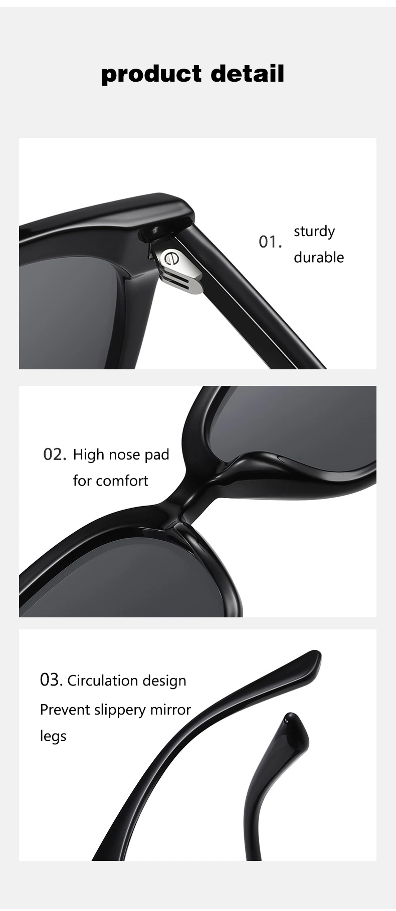 2023 New Fashionable Retro Oversized Sun Glasses Trendy Polarized Square Rivet Style Sunglasses for Men and Women