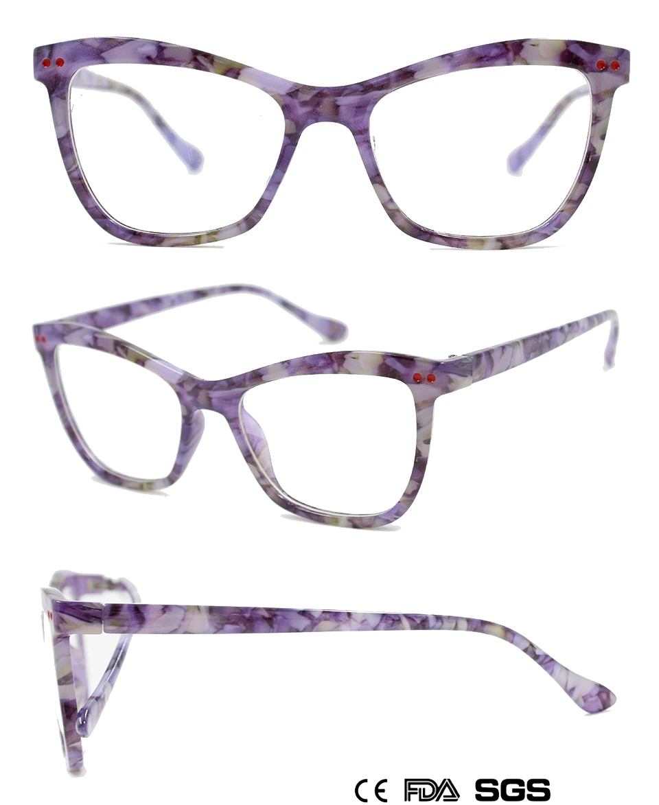 Fashionable Lady&prime;s Cat-Eye Reading Glass with Paper Transfer (WRP8100183)