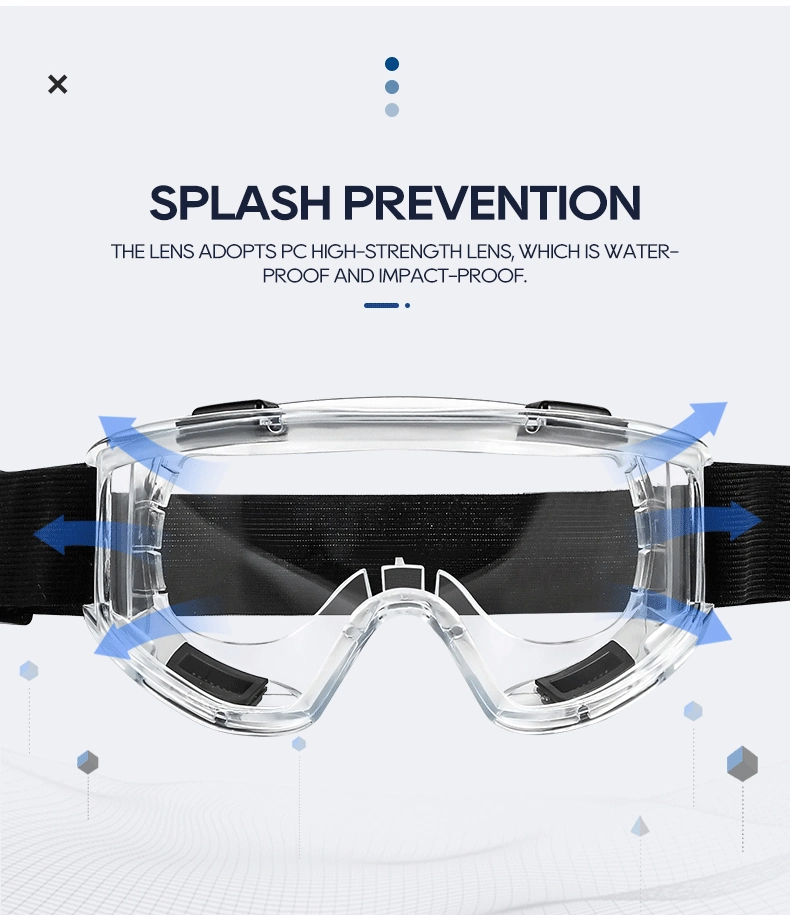 New Style Blue Frame Safety Protection Splash-Proof Goggles