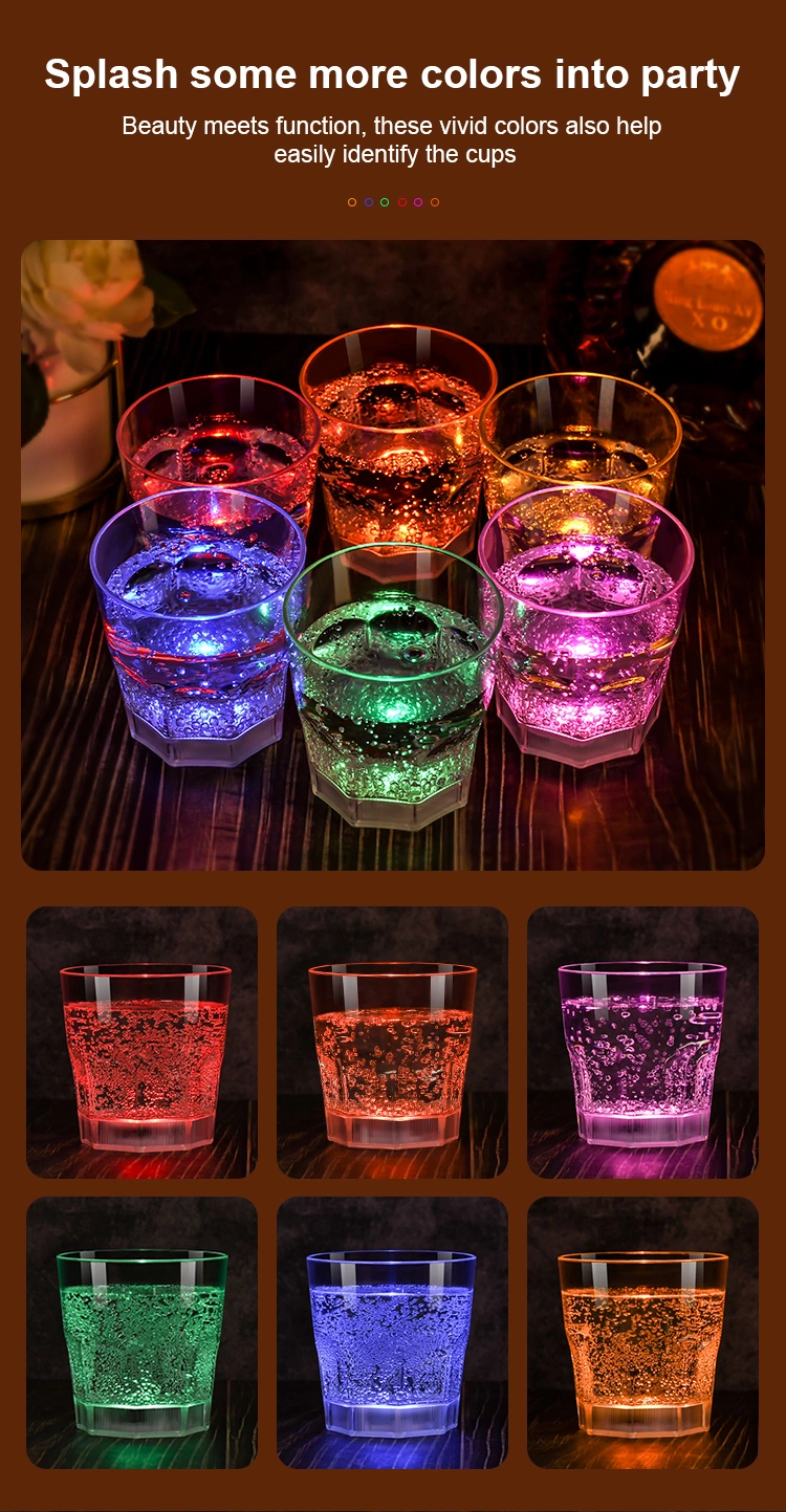 Plastic Eco Acrylic Tumbler Reusable Octagonal Drinking Glasses LED Cups