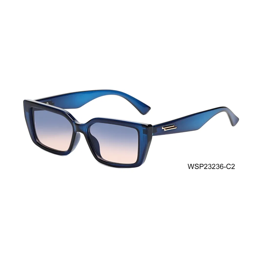 Trendy Navy Blue Rectangle Sun Glass for Women Men Desinger Polarized Sunglasses