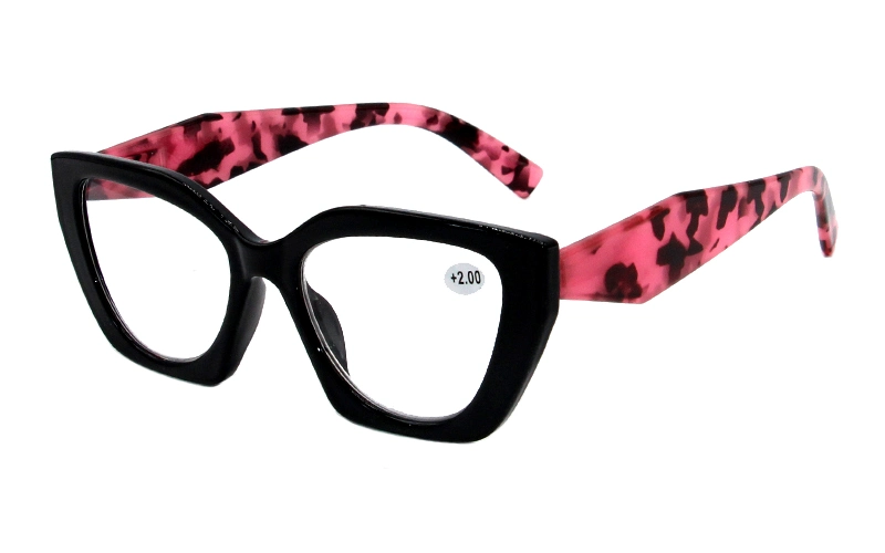 Women Irregular Math Geometrical Shape Tortoise Shell Spring Hinge Reading Glasses