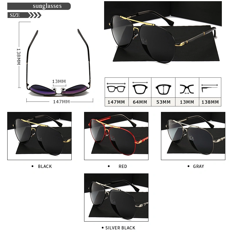 Wholesale High Quality Custom Logo UV400 Night Driving Bridge Sport Metal Frame 2024 Brand Men Fashion Sunglasses