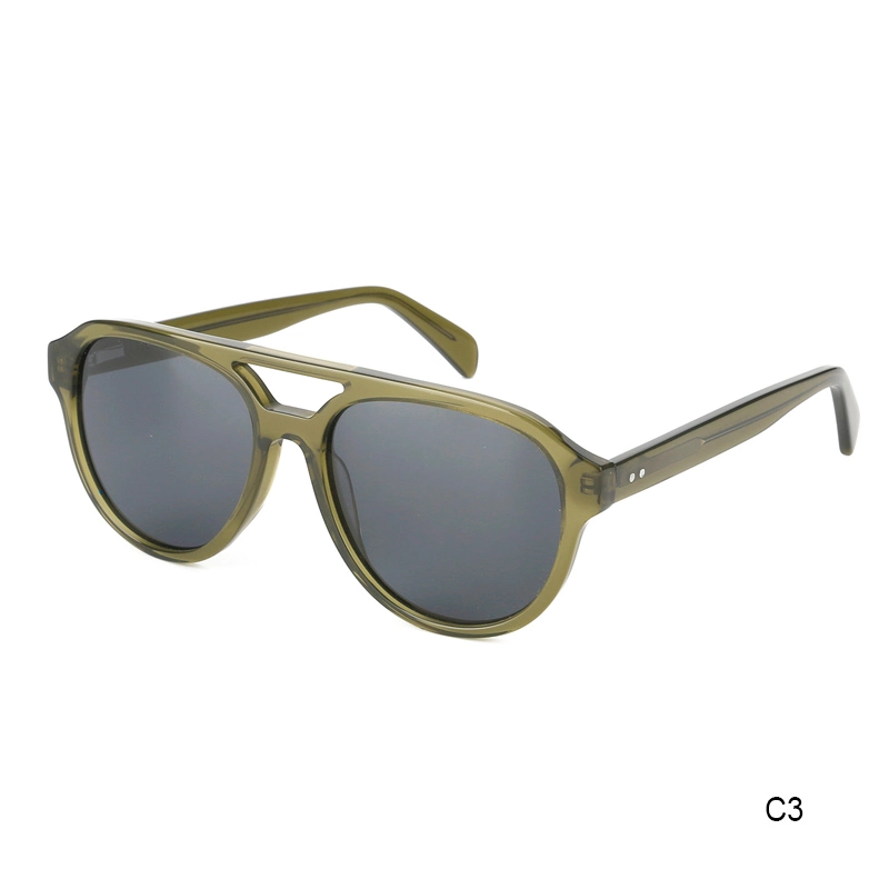 Classic Design Famous Brand Man Double Bridge UV400 Polarized Lens Handmade Acetate Sunglasses