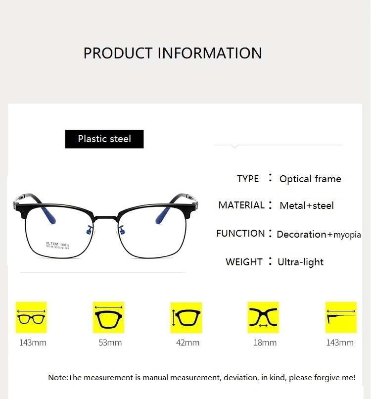 Myopia Prescription Spectacle Eyeglasses Frames for Men