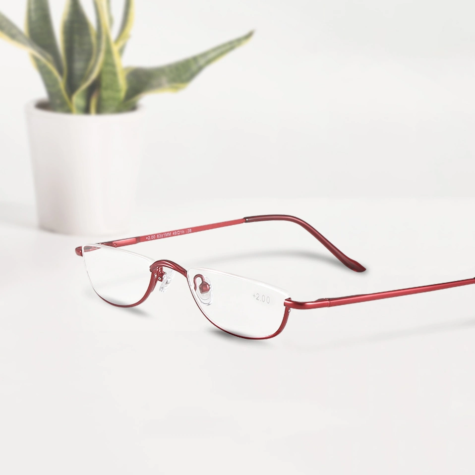 Metal Half Moon Presbyopic Female Male Semi Rimless Reading Glasses