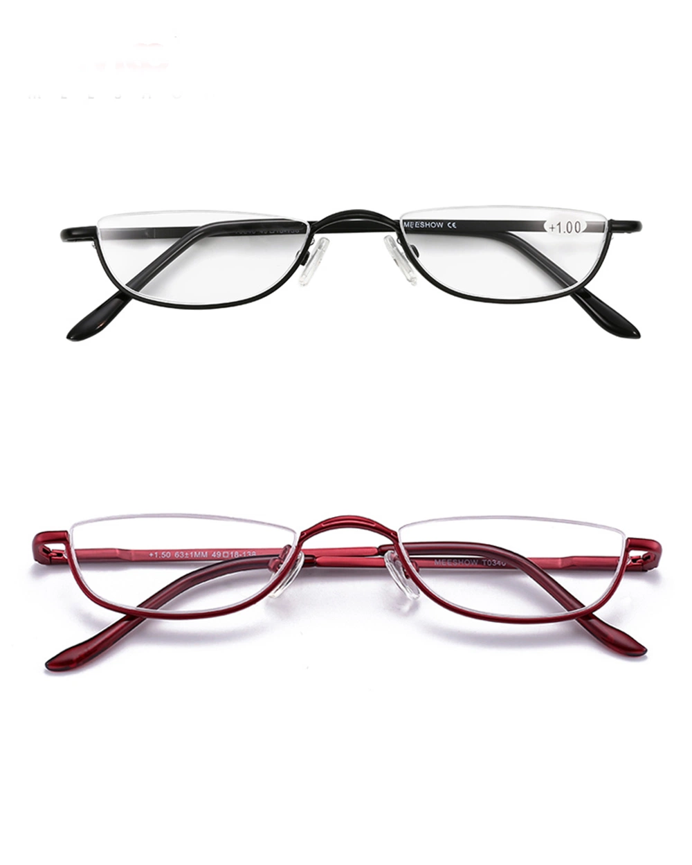 Metal Half Moon Presbyopic Female Male Semi Rimless Reading Glasses