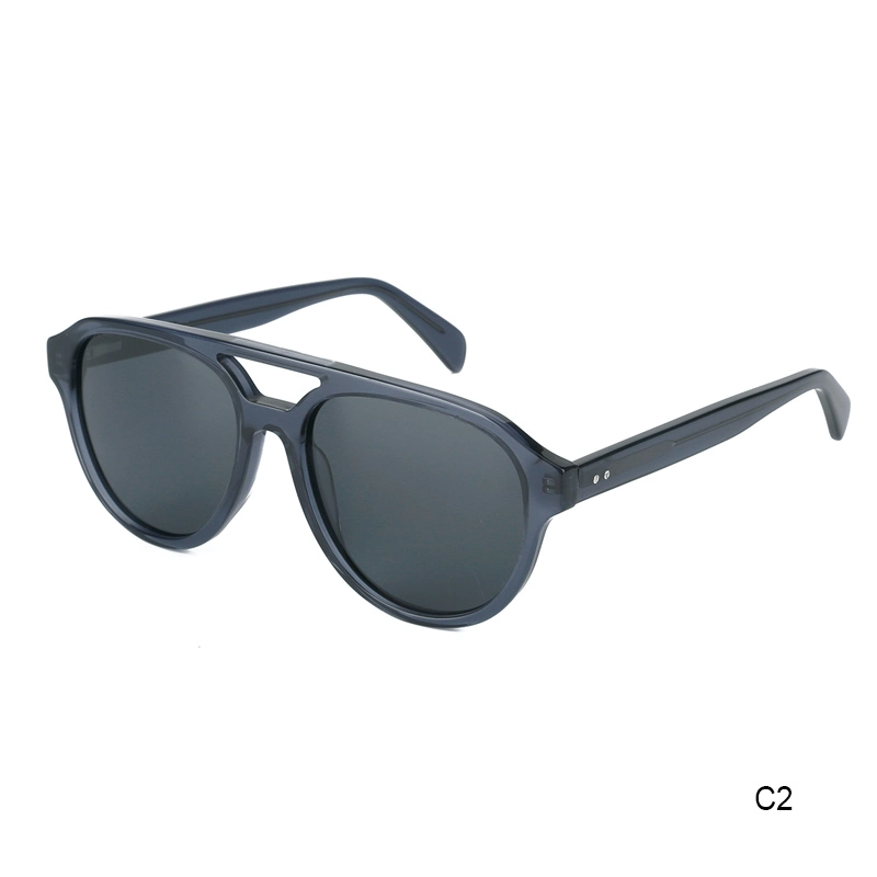 Classic Design Famous Brand Man Double Bridge UV400 Polarized Lens Handmade Acetate Sunglasses