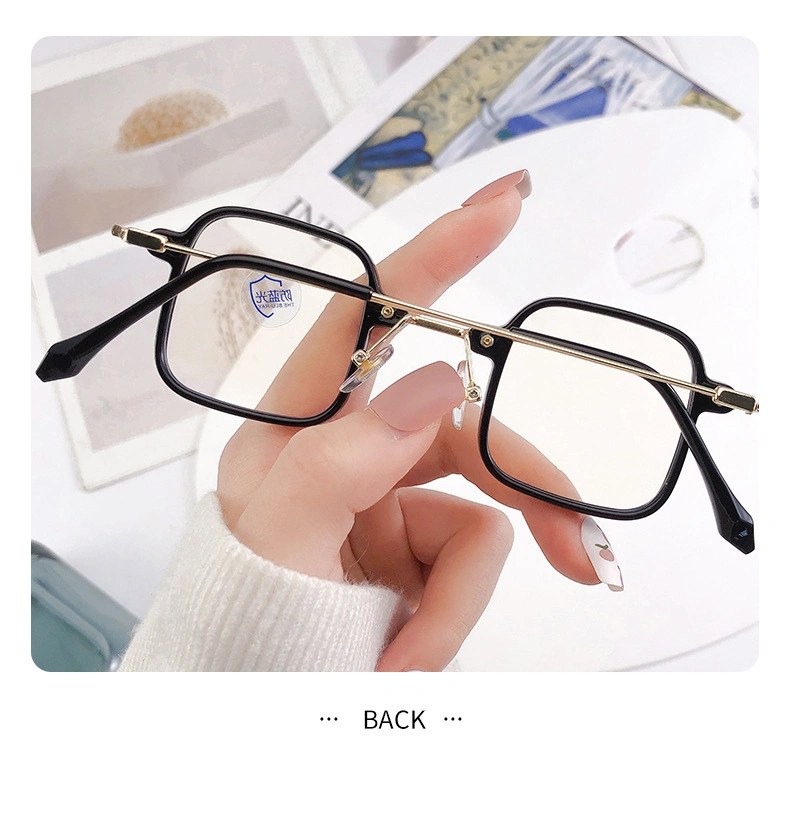 New Retro Box Myopia Metal Hinge Prevention Blue Light Flat Eyeglasses