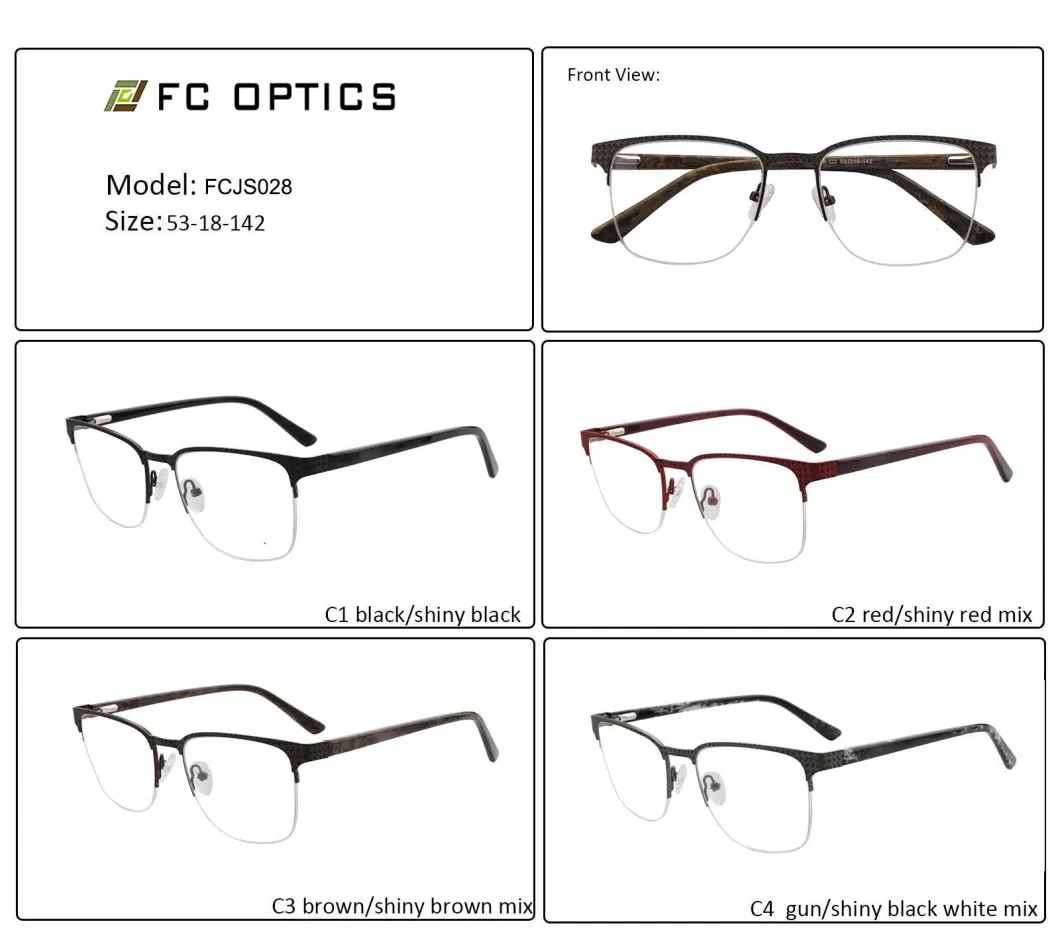 2020 New Arrivals Half Metal Eyeglasses Frames for Myopia Men