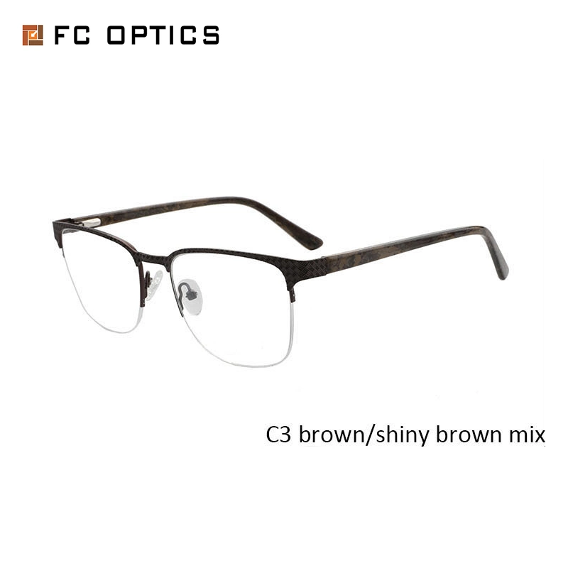 2020 New Arrivals Half Metal Eyeglasses Frames for Myopia Men