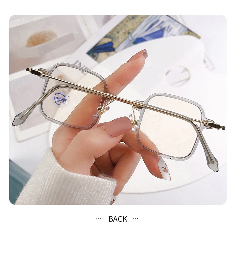 New Retro Box Myopia Metal Hinge Prevention Blue Light Flat Eyeglasses