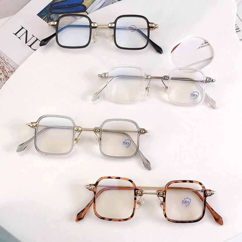 New Retro Box Myopia Metal Hinge Prevention Blue Light Flat Eyeglasses