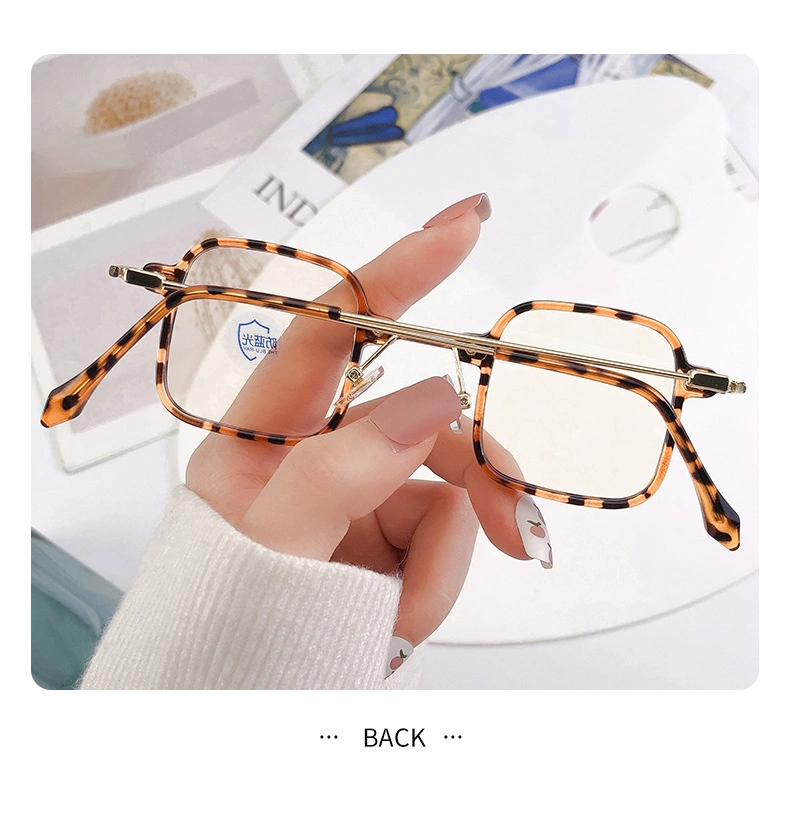 New Retro Box Myopia Metal Hinge Prevention Blue Light Flat Eyeglasses