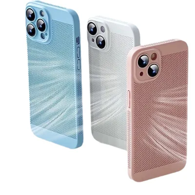 for iPhone 14 iPhone 13 Full Cover Cooling Mesh Phone Case