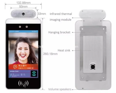 Spanish 8inch Access Control System for Public Location with Face Recognize Camera and Temperature Testing RFID Card Reader for Re-Open