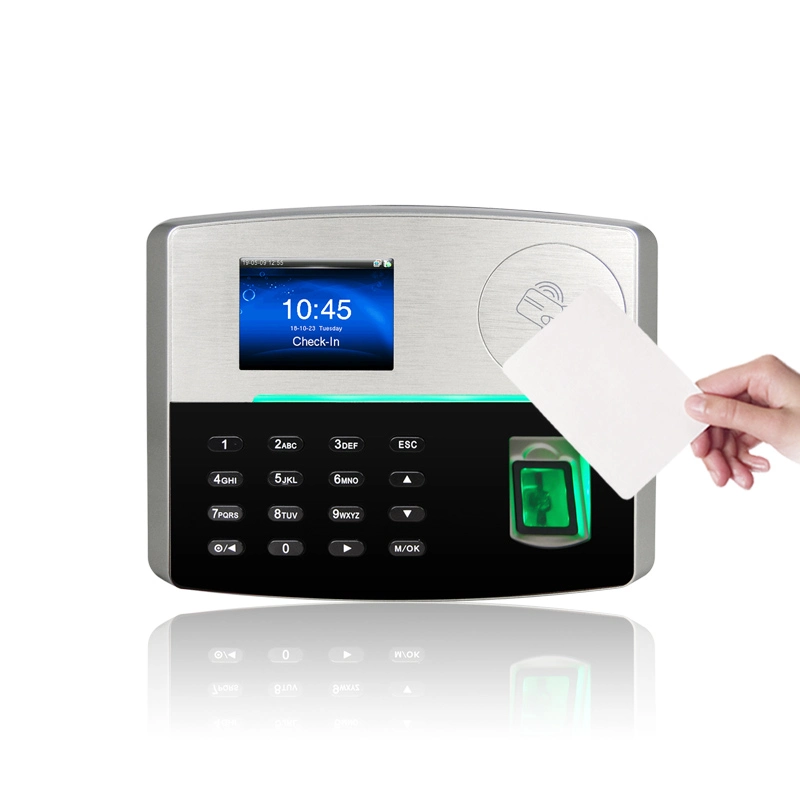 RFID Card Time Attendance Device with Fingerprint Reader and Back up Li Battery