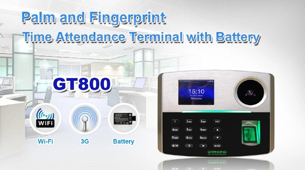 Palm and Fingerprint Time Attendance Terminal with Battery (GT800)