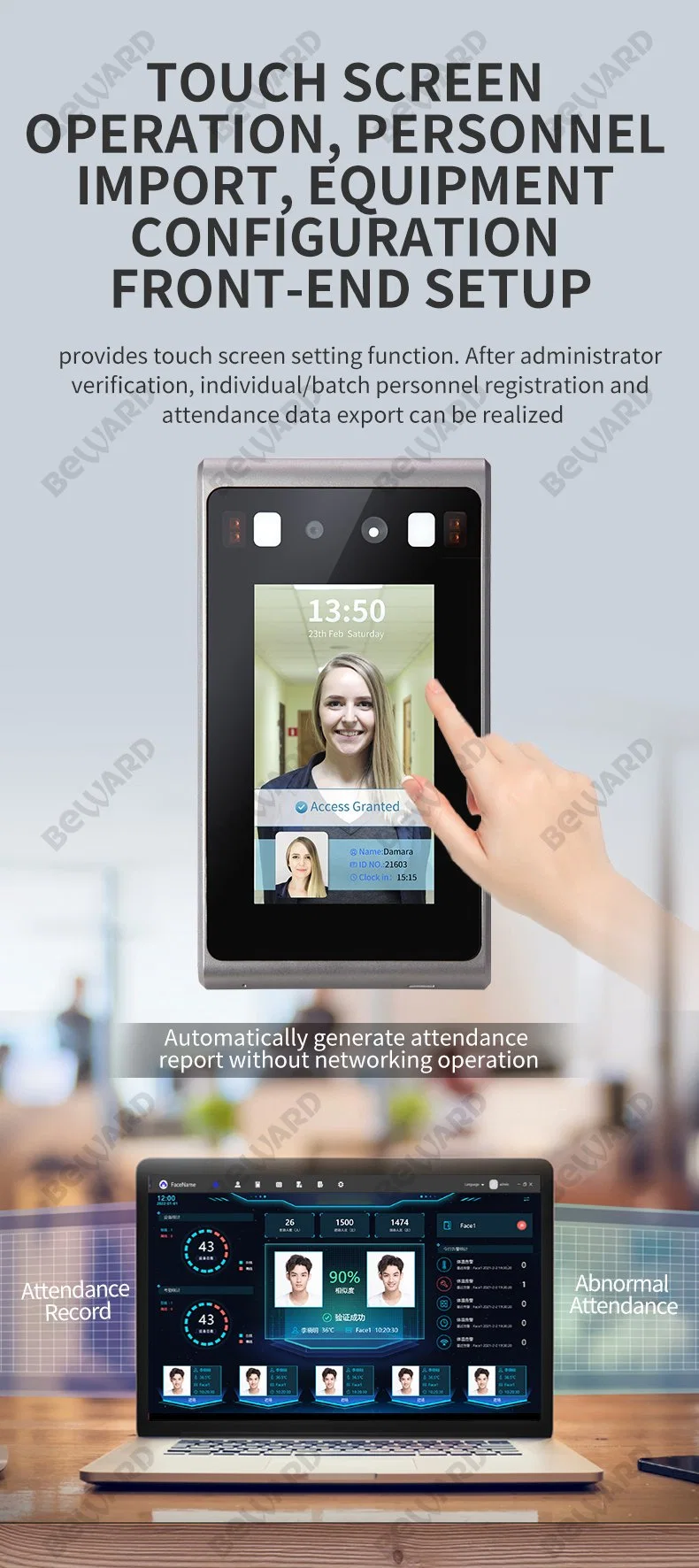 Smart Security Devices Biometric Recorder Face Recognition Time Attendance System Elevator Access Control