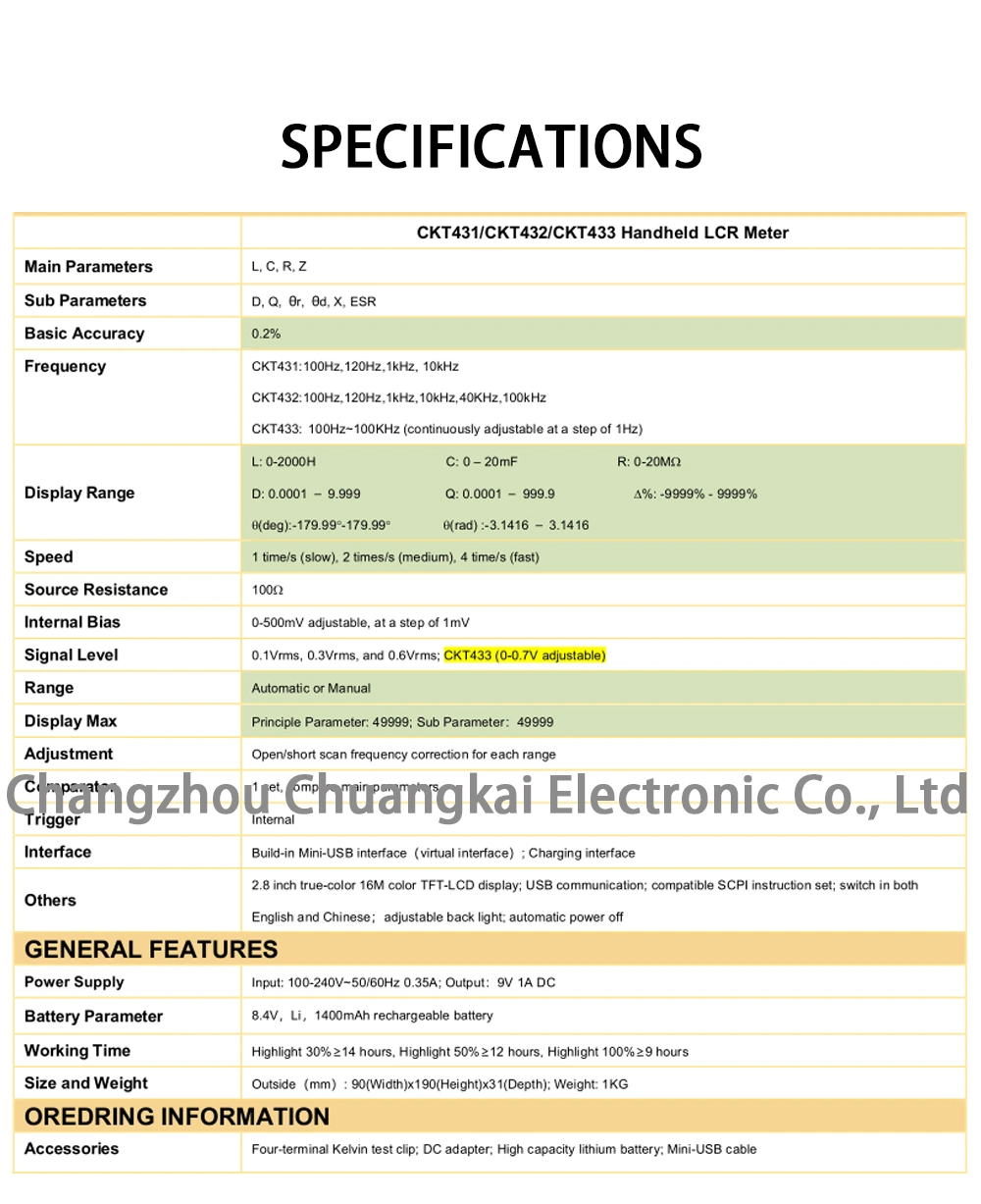 Ckt431 Handheld Lcr Meter Rlc Bridge Component Measuring Instrument