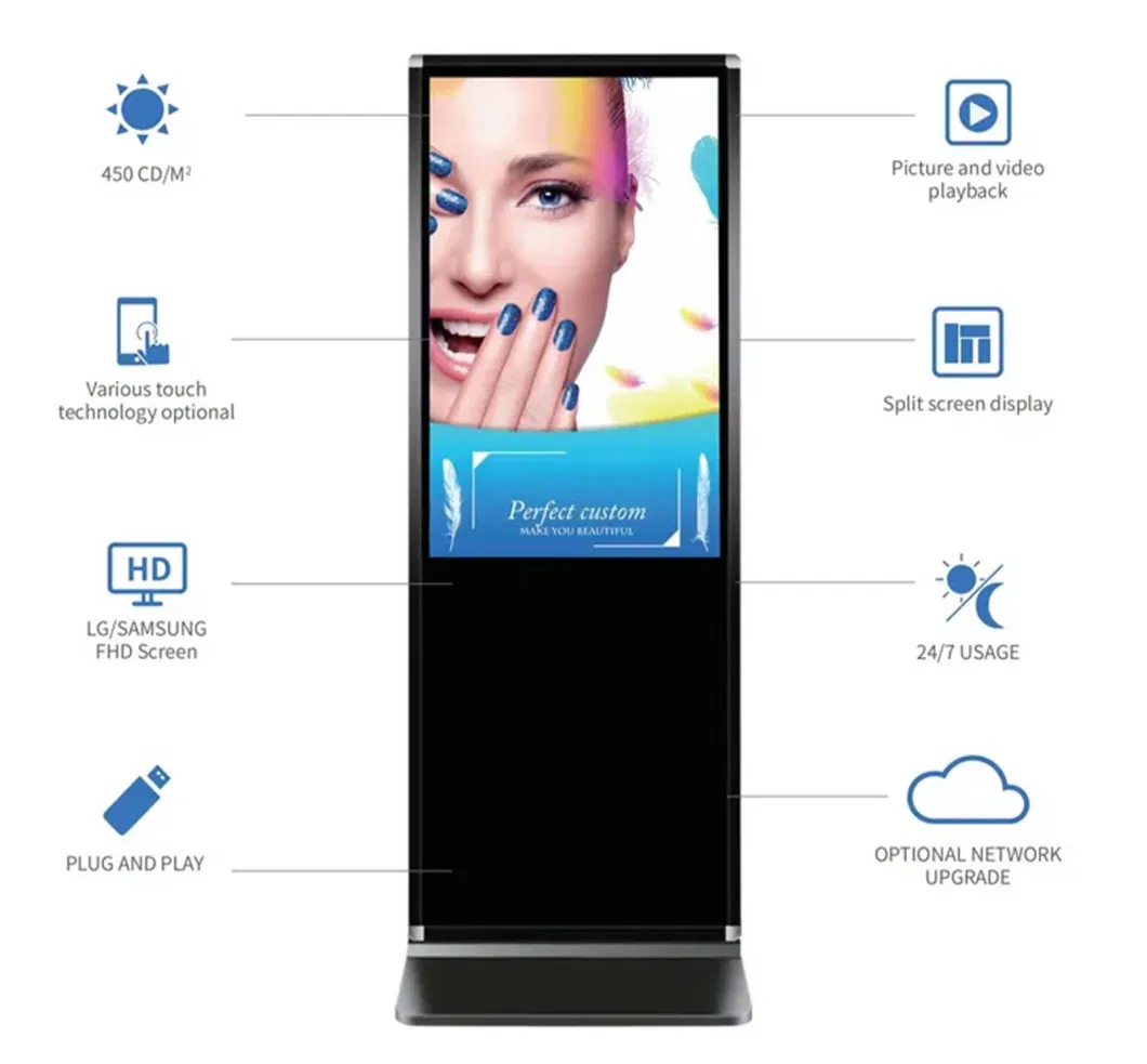 4K Face Recognition Ai Technology Video Call Human Machine Interaction Touch Screen Kiosk with Microphone