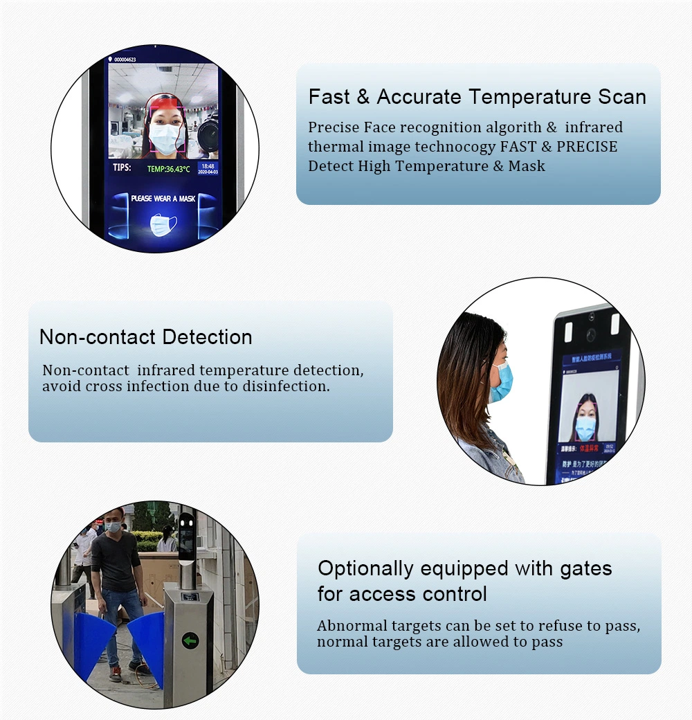 Automatic Non Contact Digital Access Control Face Recognition Terminal Infrared Thermometer