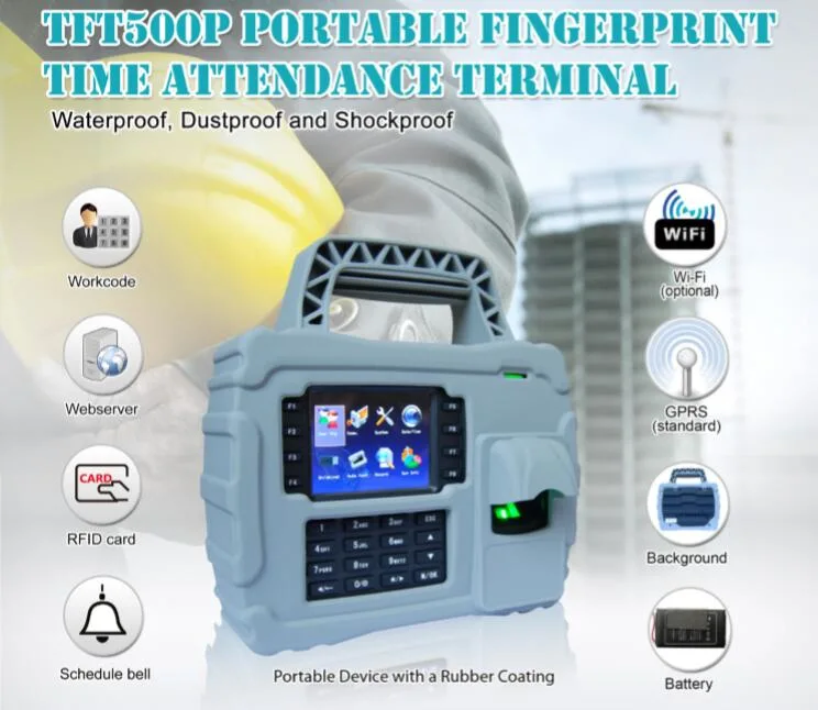 WiFi/Grs/3G Handheld Web-Based RFID Fingerprint Reader Time Attendance Terminal