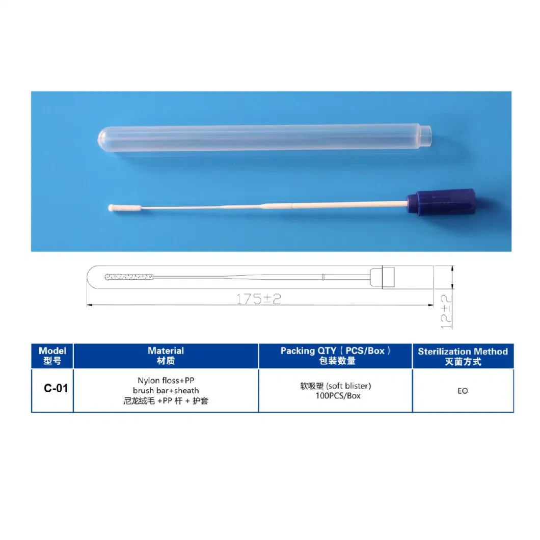 CE Certified Flocked Specimen Collection PP Nasal Nasopharyngeal Swabs with PP Tubes FDA