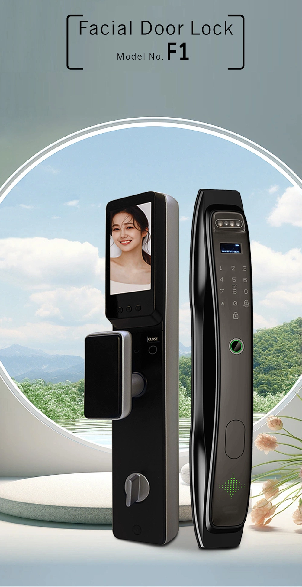 3D Face Recognition Fingerprint Image Transmission Door Viewer Smart Lock