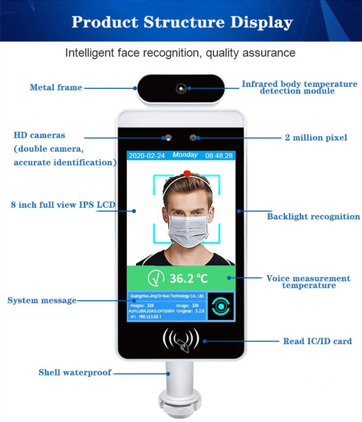 Temperature Scanner Measurement Terminal System Camera Digital Face Recognition with Thermometer