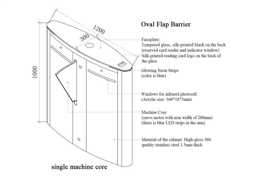 Face Recognize Fingerprint Card Access Control Turnstile Gate Flap Barrier