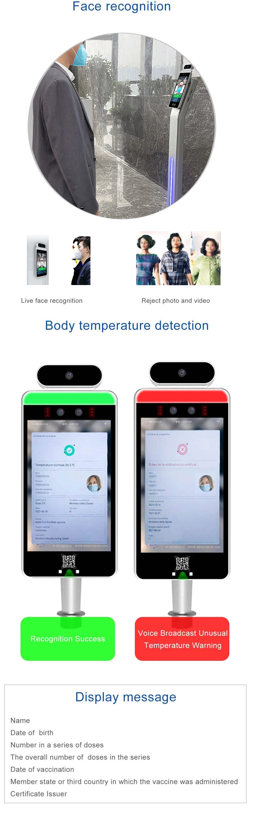 EU Health Qr Code Recognition and Temperature Detect IP Camera