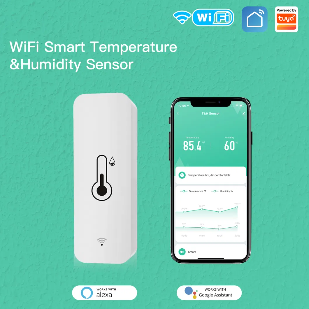 Tuya WiFi Smart Temperature &amp; Humidity Sensor with LCD Screen Infrared Sensing Remote Control Works with Alexa, Google Home